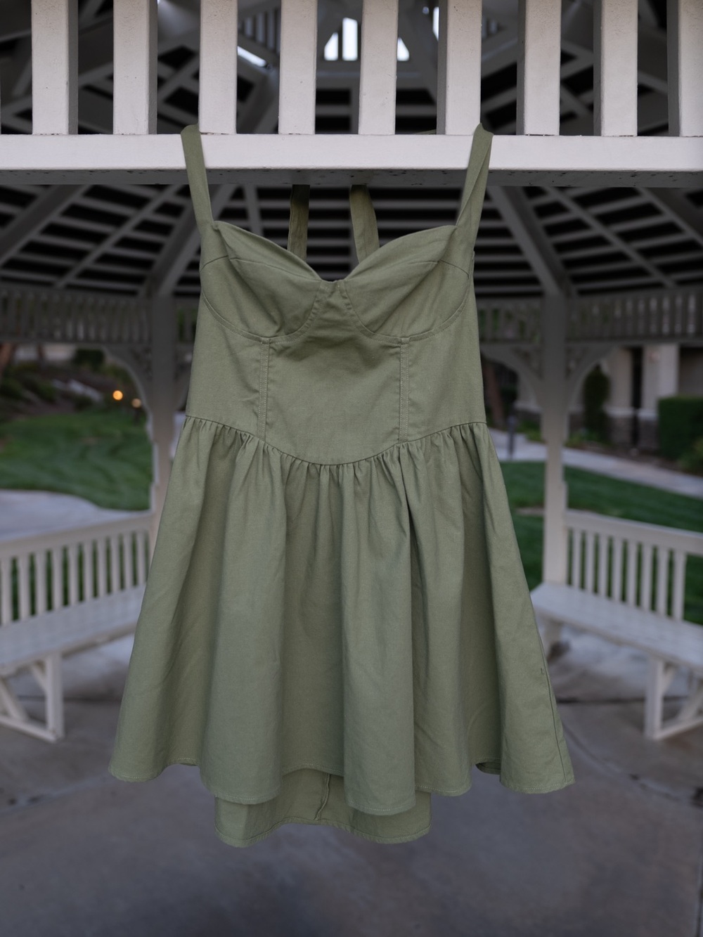 Princess Polly Sage Green Sweetheart Fit Flare Mini Dress 6